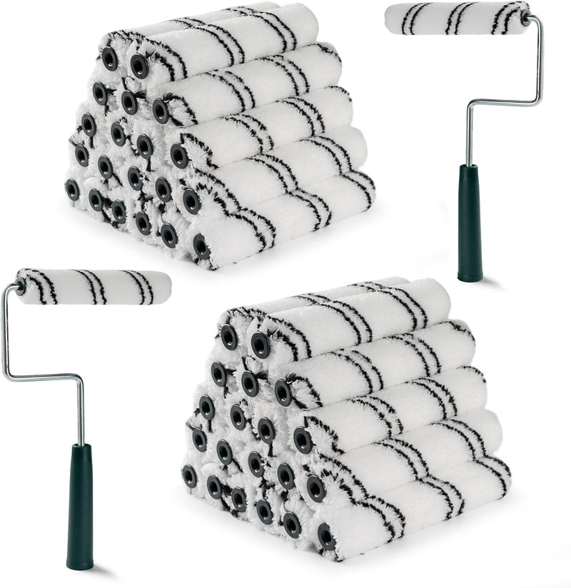CoatPro Twools Store Paint Roller Covers, 40 Pack 6 Inch Microfiber Paint Roller (3/8 Inch Nap) with 2 Pcs Anti Rust Metal Roller Frame, Suitable for Wall and Furniture Painting - Image 1